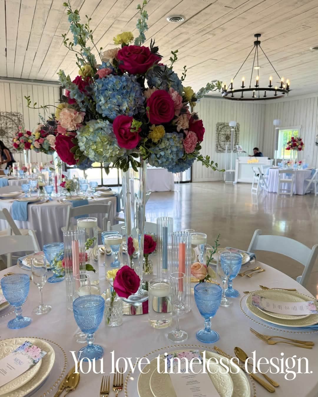 Elegant wedding reception floral centerpiece